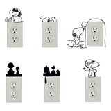 Snoopy Stickers Pegatinas De Pared Para Apagadores 6 Pzs Dif