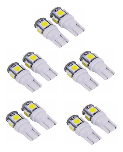 Led T10 W5w 5 Led Lampara Luz Posicion 6000k Piojitos X 10u 