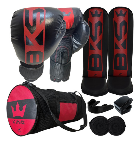 Kit Muay Thai Boxe Luva Caneleira Bolsa Band. Bucal Feminino