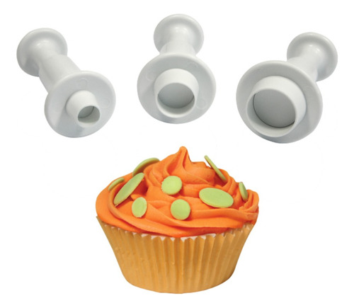 Cortantes Con Expulsor Set 3 Mini Circulos Fondant Porcelana