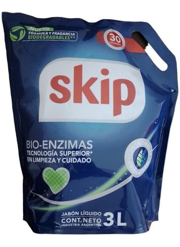 Jabón Liquido Baja Espuma Skip Doy Pack 3 Lt Biodegradable
