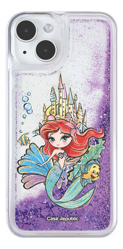 Funda Celular Para iPhone La Sirenita Disney Glitter Liquida