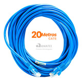 Cabo De Rede 20 Metros Lan Internet Crimpado Rj45 Cat6 Azul