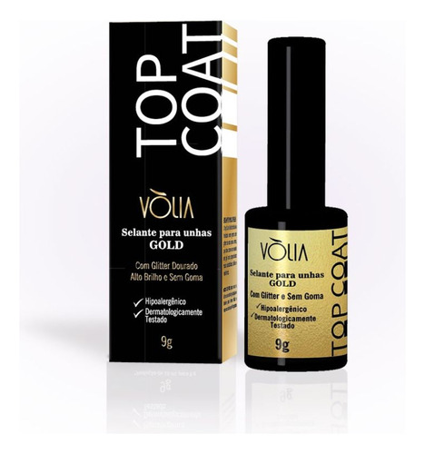 Top Coat Finalizador Alongamento Unhas Gold 9g   - Vòlia