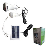 Kit Panel Solar 2 Bombillos Recargable Carga Celular 10w Color Blanco