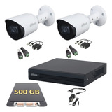 Kit Cctv 2 Cámaras Con Microfono Dahua 2mp 500gb Con Baluns