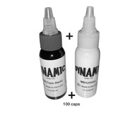 Tinta Tatuar Dynamic Ink Pack Triple Black+ White+ 100 Caps 