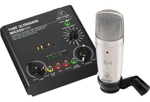 Kit Grabacion Behringer Voice Studio Preamp Mic500usb + C1