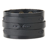 Punk Rock Negro Ancho Brazalete De Cuero Genuino Brazalete A