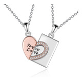 Yfn Collar De Pareja De Plata Esterlina Corazón Rompecabezas