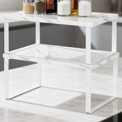 Estante De Almacenamiento De Cocina De Doble Capa, Estante De Especias Blanco | MercadoLibre