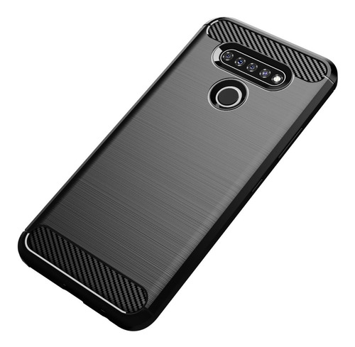 Funda Tpu Fibra Carbono Rugged Para LG K50s + Templado 5d