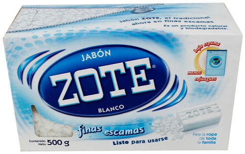 Jabón Zote En Barra Blanco Finas Escamas 500 Gr