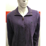Sweater De Hilo 1/4 Zip Polo Ralph Lauren Talle L/g Lavanda