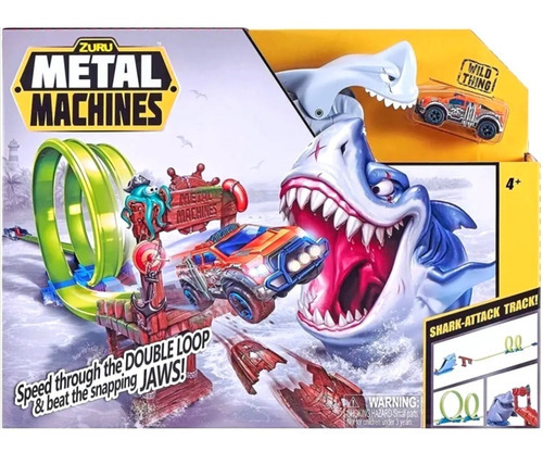Pista Tiburón Doble Metal Machines Auto Lanzador Zuru Wheels Color Azul