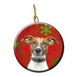 Roja Copos De Nieve Fiesta Navidad Jack Russell Terrier Cerr