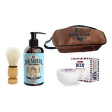 Kit Barbero Crema De Afeitar + After Shave + Brocha + Bolso