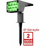 Luminaria Spot Solar Jardim Led Luz Verde Garantia Oversun