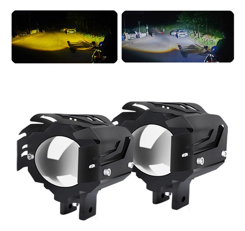 Par Faros De Lupa Luz Led Spot Luz Doble Color For Moto