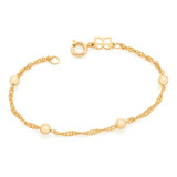 Pulseira Rommanel Infantil Bolinhas Folheado Ouro 18k 551392