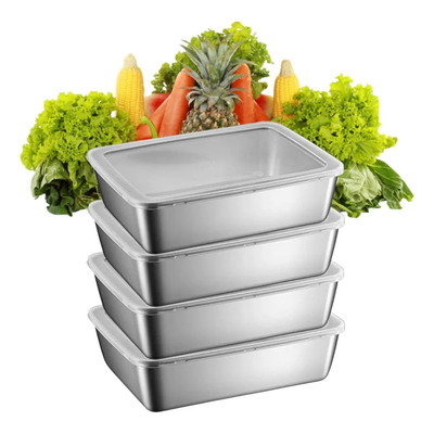 4pcs Contenedores 304 Acero Inox Trastes Hermeticos 8100ml | MercadoLibre