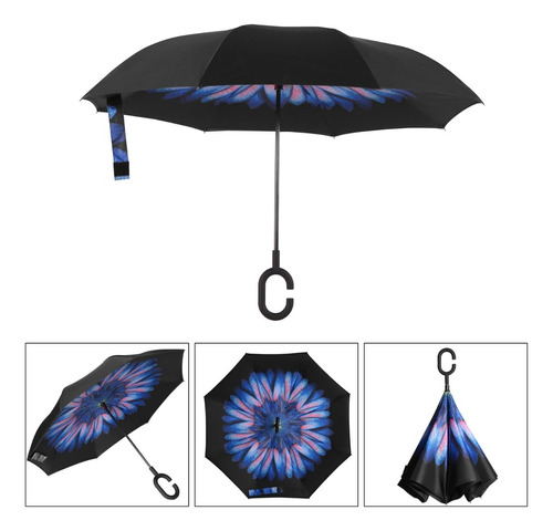Paraguas Invertido Lluvia Reversible C/diseños Coloridos