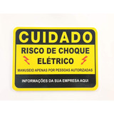 Placa Identificação Energia Risco Choque Elétrico 22x15cm