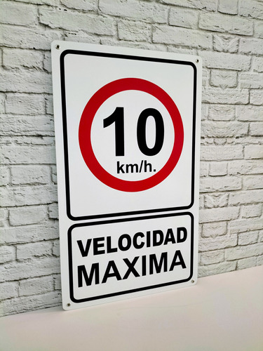 Señal 10 Km Maxima En Lamina Metálica 30x50cm