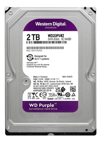 Disco Duro Interno Western Digital Purple 2tb Pc / Dvr / Nvr