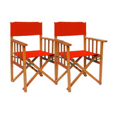 Sillon Silla Director Madera Clara Plegable Jardin Bar X2