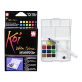 Sketch Box Koi Acuarelas Pastilla 12 Colores Y 1 Pincel 