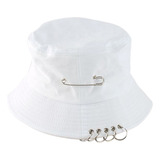 Elegante Sombrero De Pescador Blanco Con Adornos De Alfilere