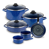 Batería De Cocina Victoria Ekco Acero Esmaltado 9 Pzas Azul