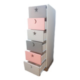 Cajonera Slim De 6 C Gris/rosa