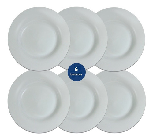 Juego Set X 6 Plato Hondo Vidrio Templado Nadir Opaline Menu