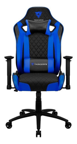 Cadeira De Escritório Thunderx3 Tgc12 Evo Gamer Ergonômica  Azul Com Estofado De Couro Sintético Y Fibra De Carbono
