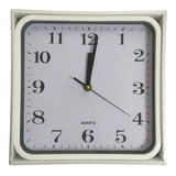 Reloj De Pared Cuadrado Blanco Analogo 22 Cm Silencioso