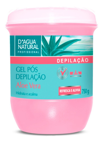 Gel Pos Depilação Pos Barba Pos Sol 750g D Agua Natural