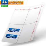 Papel A4 Serrilhado Em 4 Partes A6 10,5x14,85cm - 500 Folhas