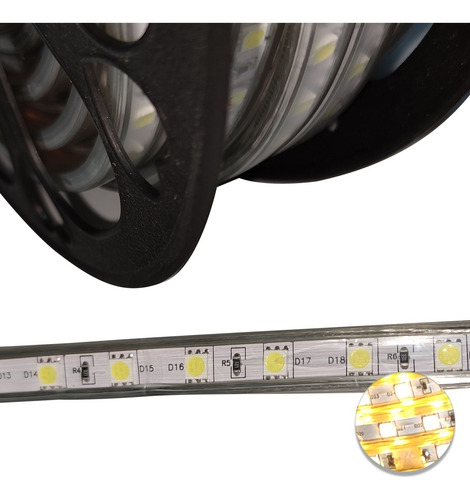 Manguera Led Smd 5050 Rollo 25m Ip65 Exterior Color Calida