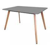 Mesa Moderna Eames Negra Patas De Madera P/comedor Oficina