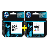 Kit Cartucho Hp 667 Preto+colorido Para 2376,2774,2776,6476.