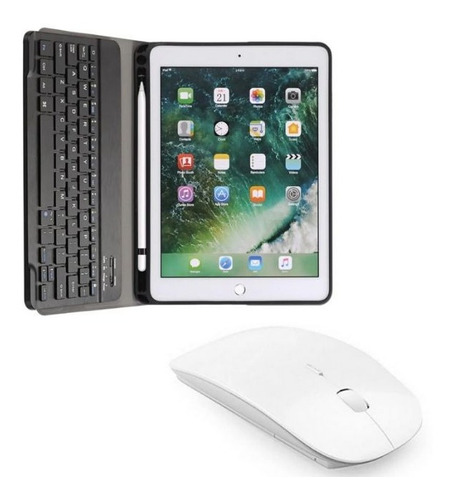 Kit Capa Case Para iPad 5° 6º 9.7 +teclado E Mouse Bluetooth