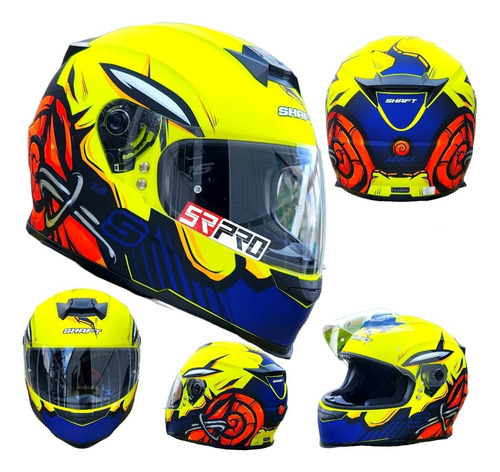 Casco Moto Shaft Integral Certificado Dot Amarillo Fz Ns Ktm