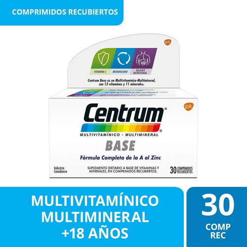 Centrum Base Multivitaminico Multimineral  X 30 Comprimidos