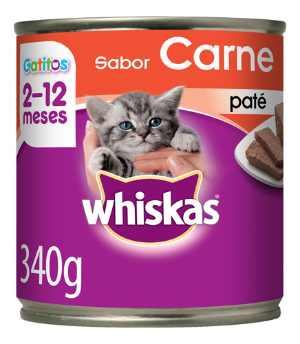 Whiskas Alimento Húmedo Lata Gatitos Sabor Carne 340gr X1un