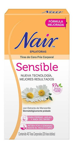 Tiras Depilatorias Cera Fria Corporal Piel Sensible Nair