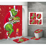 Juego De Cortinas De Regadera Grinch Christmas, 4 Piezas