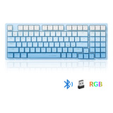 Terport 90% Teclado Inalámbrico Recargable Rgb, Bluetooth+2.4g Usb+cable Removible, Outemu Blanco Switch Hot-swappable, Teclado Gamer Inalámbrico Bluetooth Para Pc/laptops/tabletas/celulares