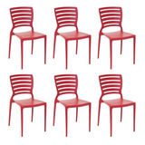 Combo 6 Cadeiras De Jantar Sofia Vermelha Tramontina